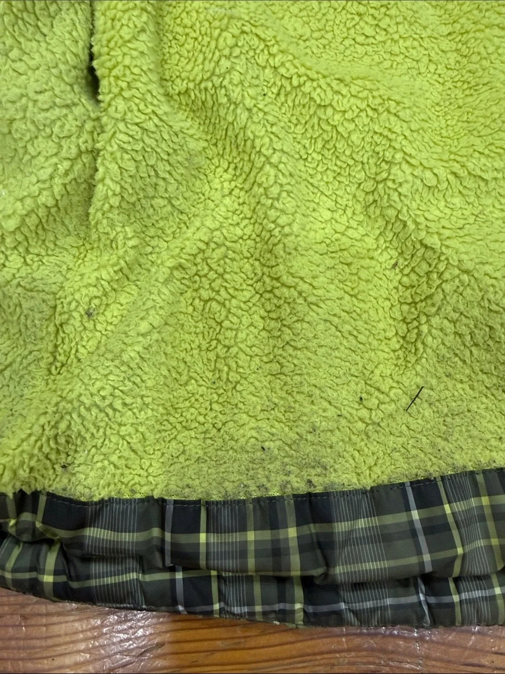 L.L. Bean Green Plaid Kids Hooded Puffer with Lime Accents Size 4T